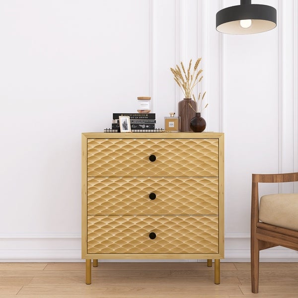 Wooden Accent Storage Cabinet with 3 Drawers Bachelors Chest