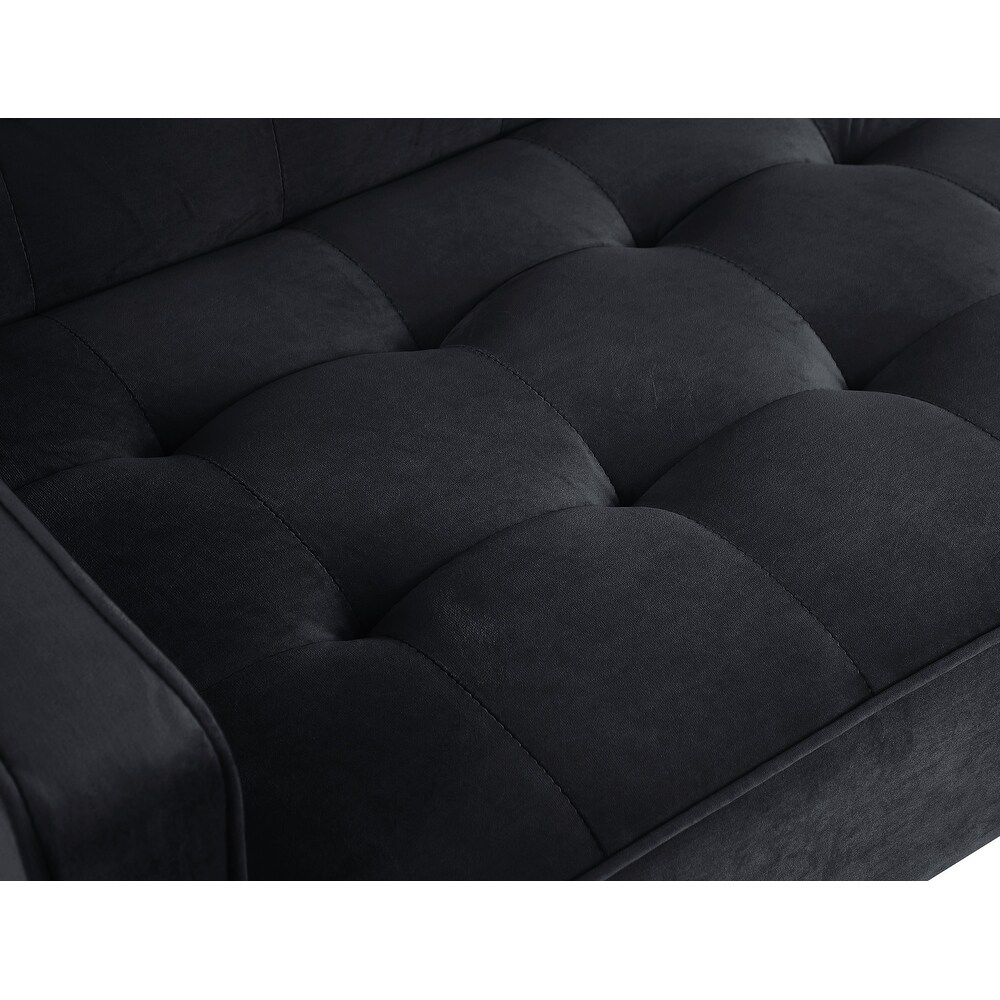 Modern Velvet Upholstered Sofa Bed Adjuastable Reclining Sofa with Split Tufted Back and Wooden Legs