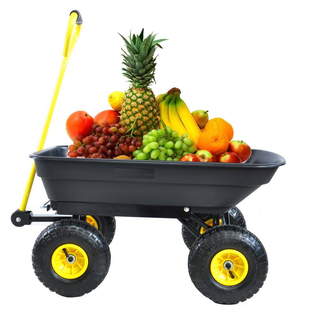 Tidoin 2.2 cu.ft. Metal Portable Cart in Black and Yellow QD-YDW2-303