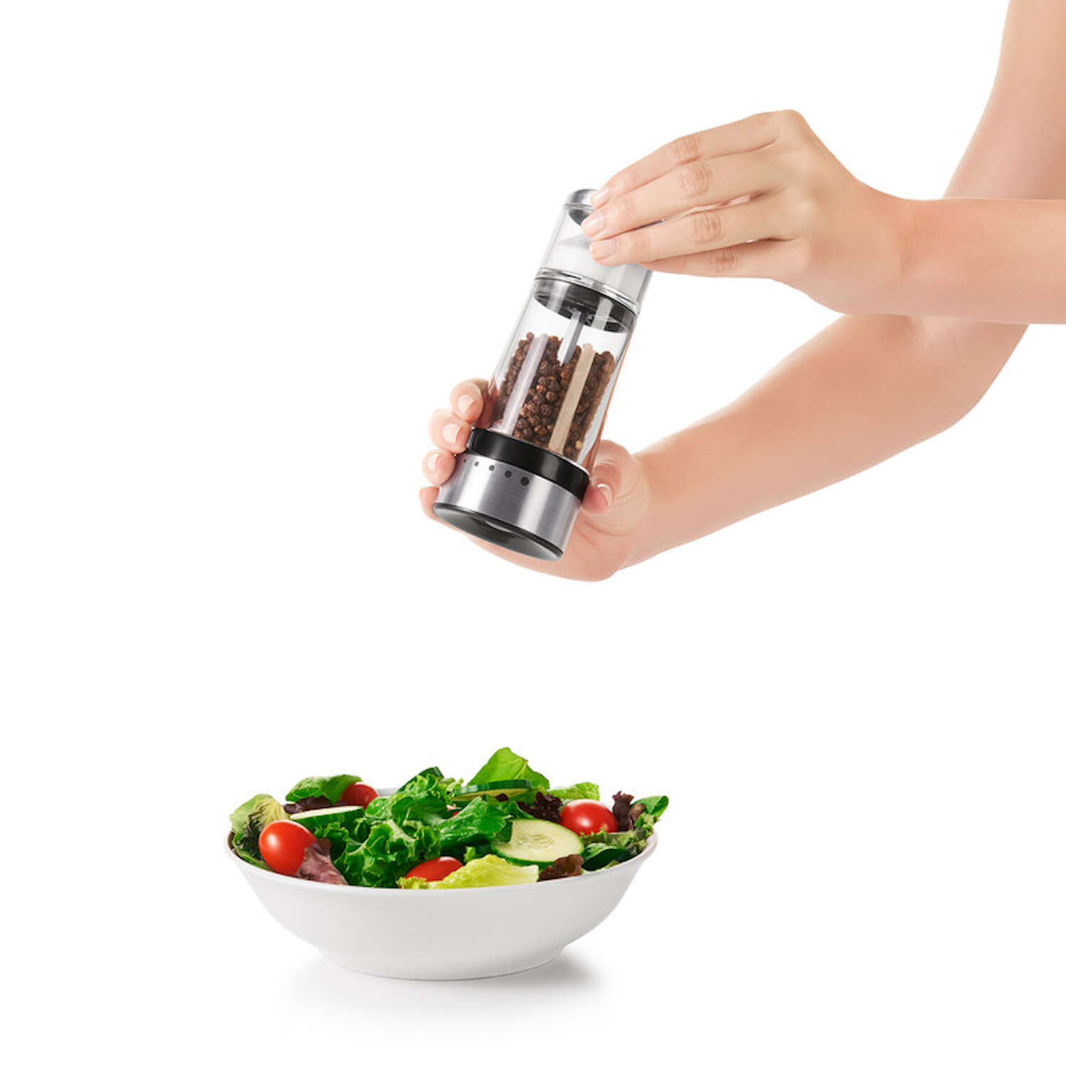 OXO Good Grips Clear/Silver Plastic/Stainless Steel 2-in-1 Salt and Pepper Grinder Shaker 4-3/4 oz