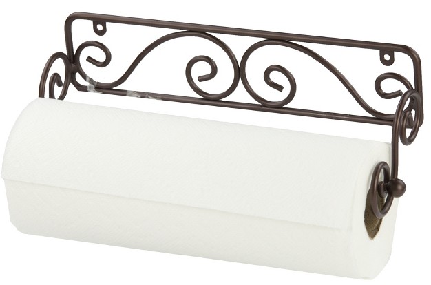 Home Basics Scroll Collection Steel Wall Mounted Paper Towel Holder Bronze