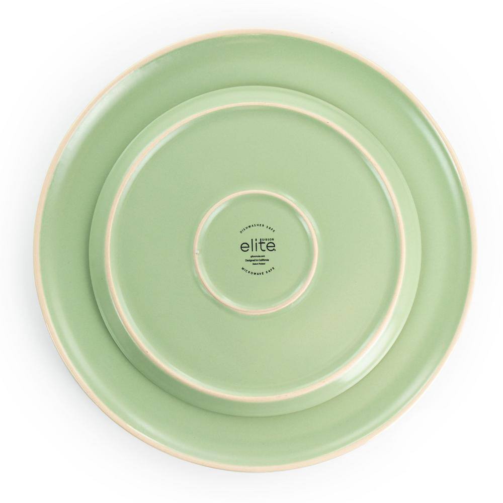 GIBSON elite Serenade 16-Piece Green Round Stoneware Dinnerware Set 985114545M