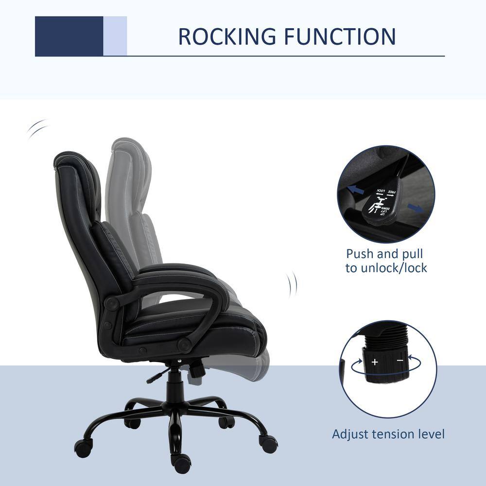 Vinsetto Black Big and Tall Executive Office Chair 400 lbs. Computer Desk Chair with High Back PU Leather Ergonomic Upholstery 921-470BK