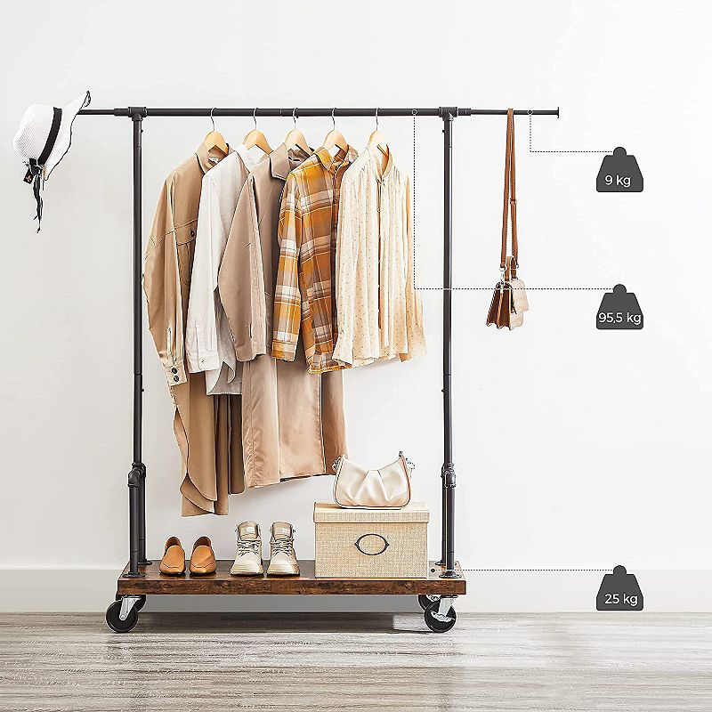 Industrial Garment Rack on Wheels with Extendible Rail