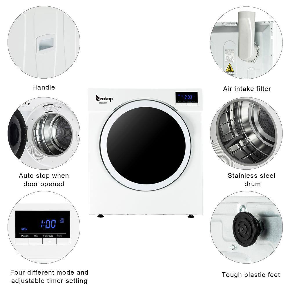 Winado 3.5 cu. ft. White Electric Dryer with LED Display 309219377317