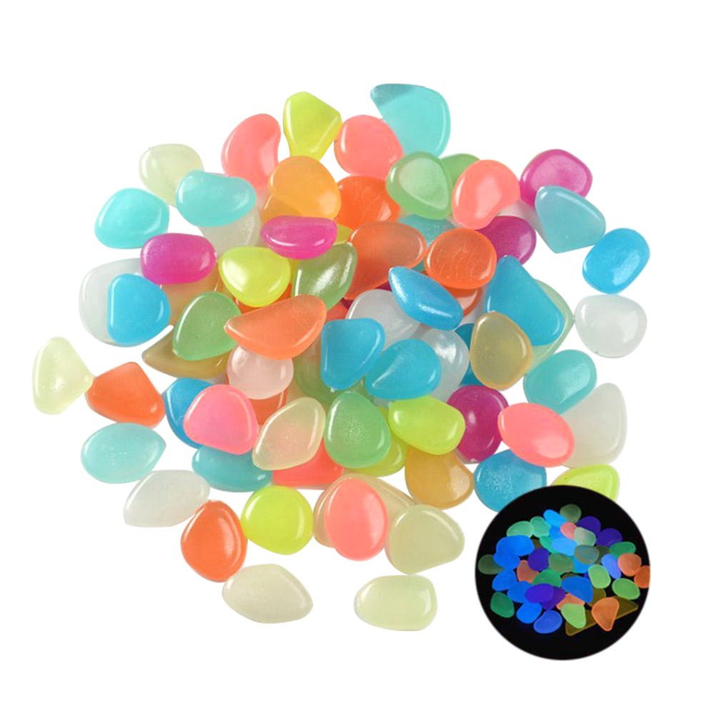 Willstar 50 Pcs Luminous Pebbles Stones, Glow In The Dark Pebbles for Walkways and Decorative Stones for Fish Tank Aquarium