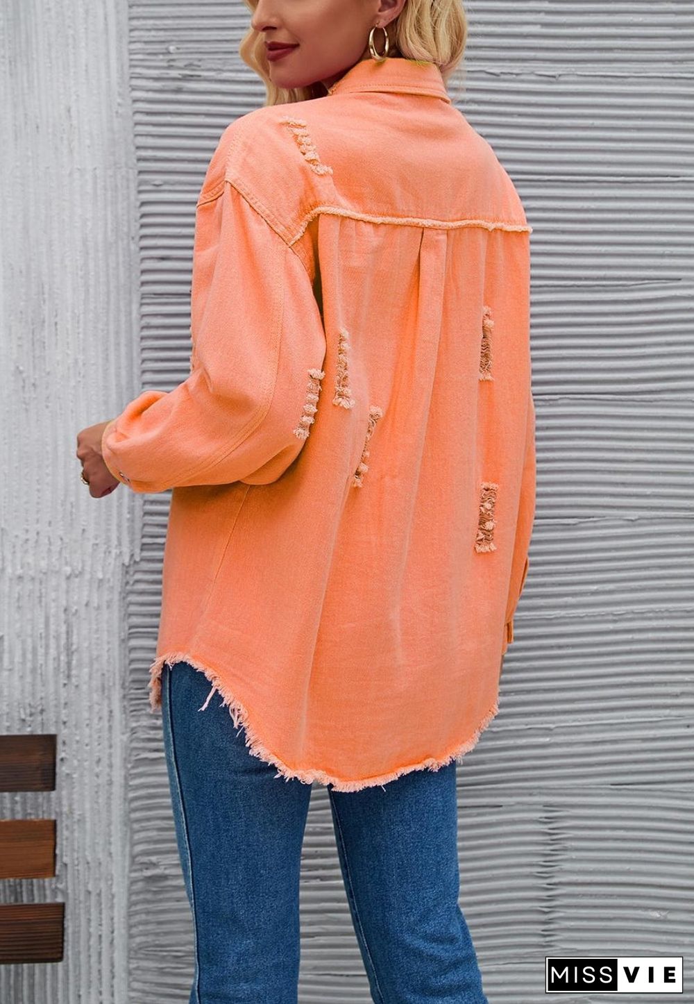 Solid Color Distressed Jacket