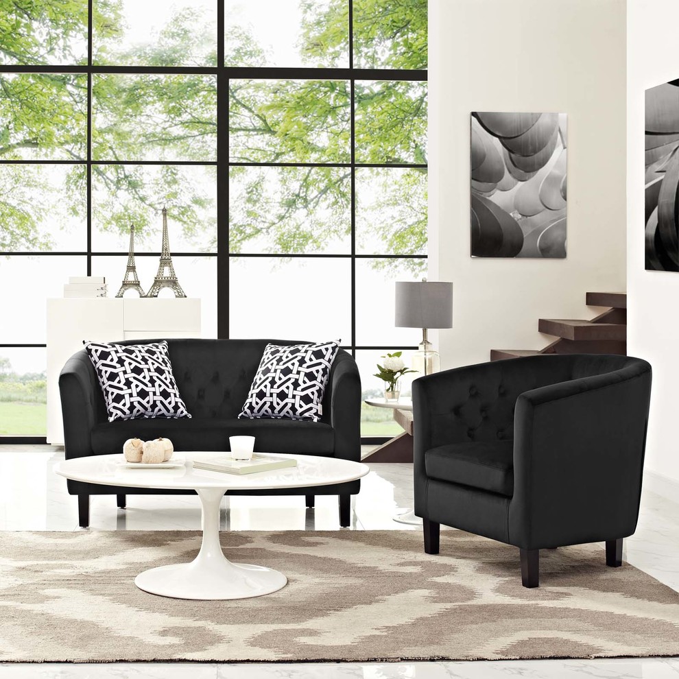 Modern Armchair and Loveseat Sofa Set  Velvet Fabric   Transitional   Living Room Furniture Sets   by House Bound  Houzz