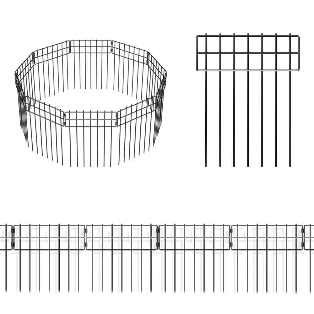 Oumilen 17 in. H x 10 ft. L Metal Garden Fencing Barrier Fence No Dig (10-Pack) LT-K275