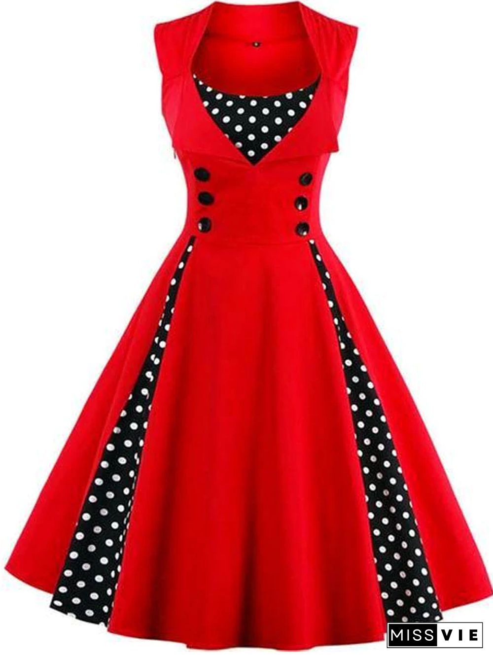 Plus Size Women Robe Retro Vintage Dress Dot Swing Pin Up Summer Party Dresses