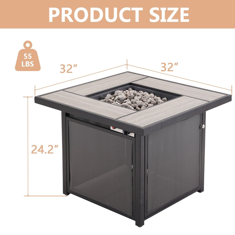 Patio Outdoor Gas Fire Pit Table  43 Inch 50 000 BTU Rectangle Patio Propane Fire Pit Table   32 inch