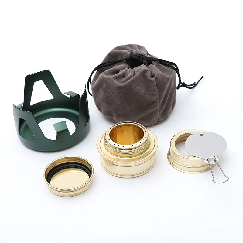 Outdoor Camping Backpacking Brass Cooking Stove Portable Ultralight Mini Tourist Alcohol Stove