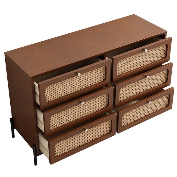 Modern Cannage Rattan Closet Dresser Wood Storage Cabinet Sideboard - - 37925691