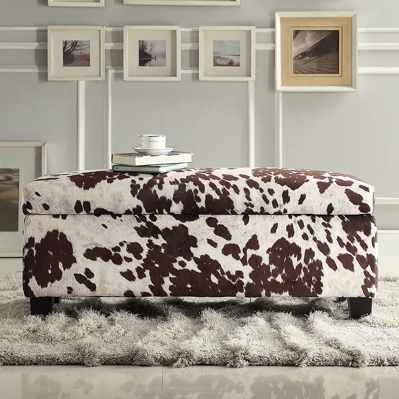 HomeVance Annabelle Cowhide Print Storage Bench