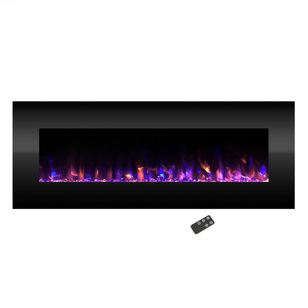 Northwest 54 in. No Heat LED Fire and Ice Electric Fireplace with Remote in Black M022006