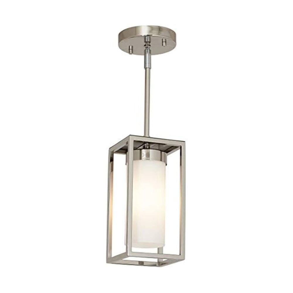 Polished Nickel Box Light Pendant LED Cage Lighting Hanging Fixture