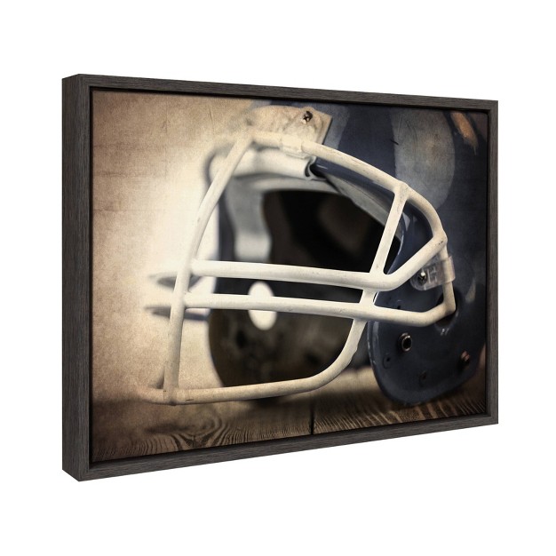 X 24 quot Sylvie Football Helmet Framed Canvas By Shawn St Peter Gray Designovation