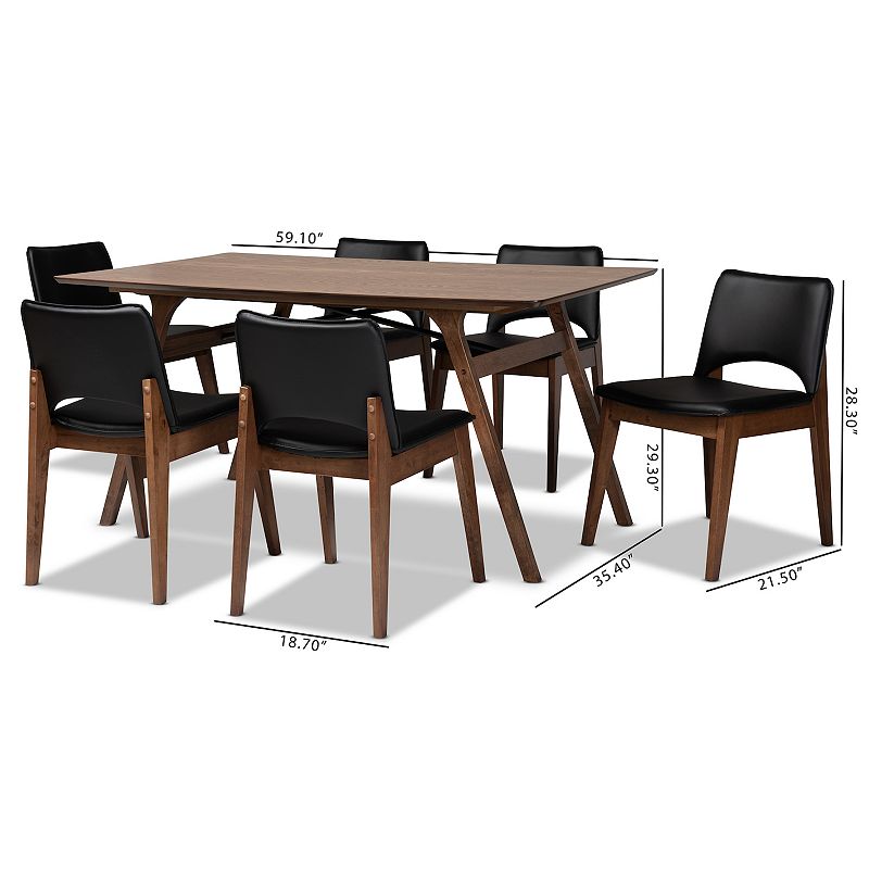 Baxton Studio Afton Dining Table and Chair 7-piece Set