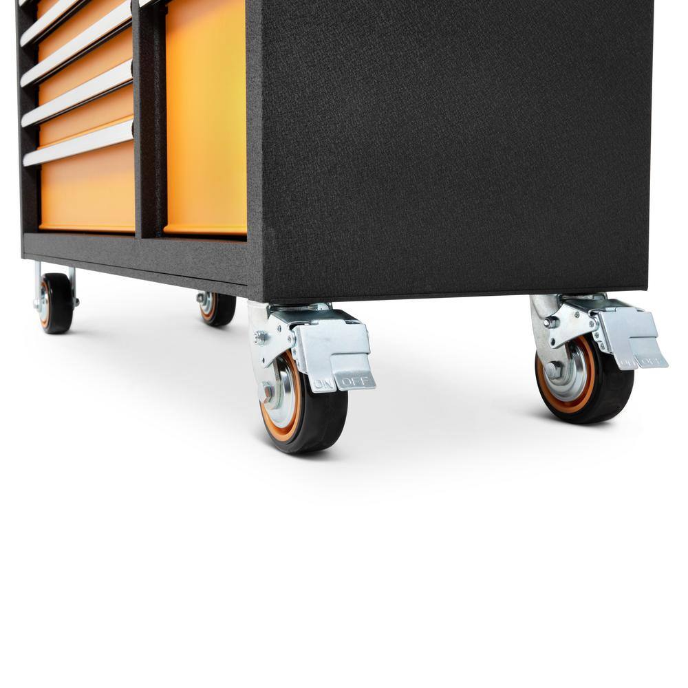 GEARWRENCH GSX 52 in. x 18 in. 11-Drawer Orange and Black Powder Coated Steel Rolling Tool Cabinet with Stainless Steel Worktop 83247