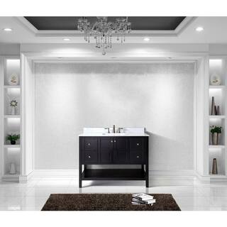 Virtu USA Winterfell 49 in. W Bath Vanity in Espresso with Marble Vanity Top in White with Square Basin ES-30048-WMSQ-ES-NM