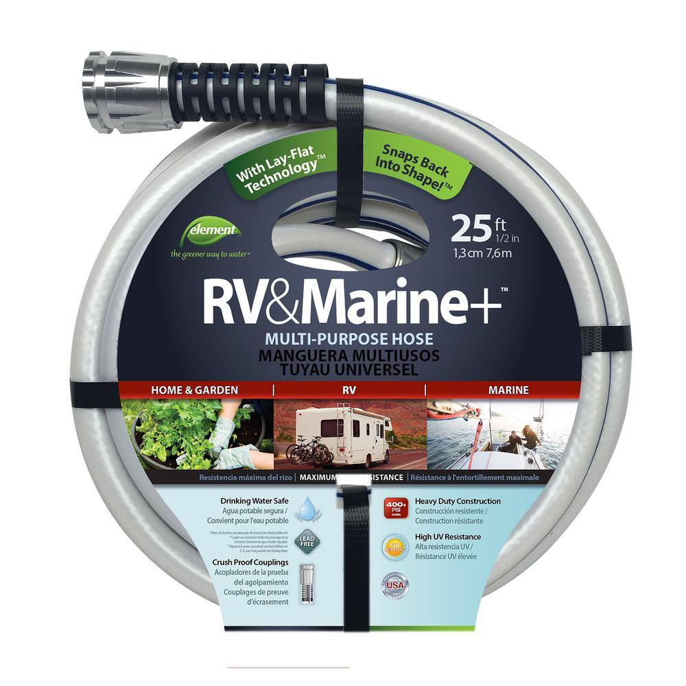 Element RV and Marine+ 12 in. x 25 ft. Heavy Duty Multi-Purpose Water Hose CELULMRV12025