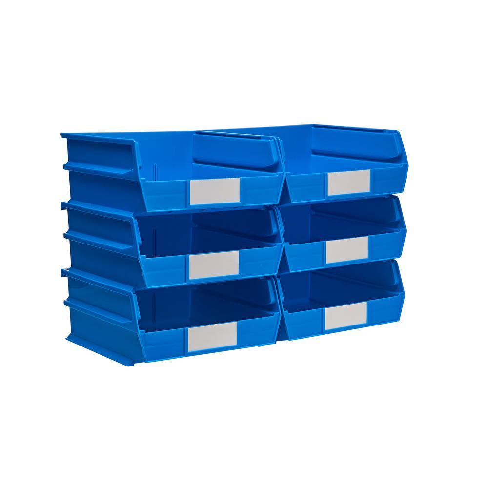 Triton Products LocBin 2.13-Gal. Stacking Hanging Interlocking Polypropylene Storage Bin in Blue (6-Pack) 3-235B