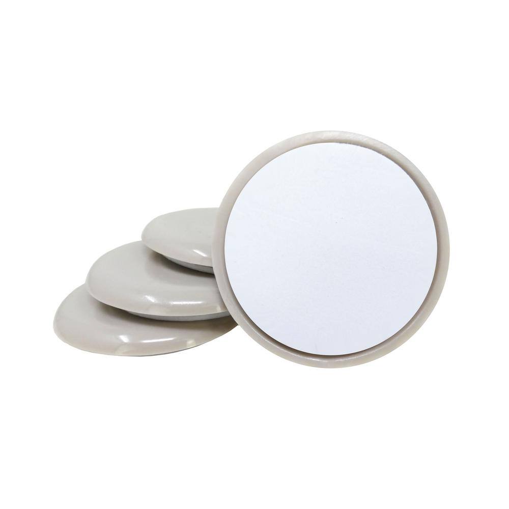 Everbilt 2-18 in. Beige Round Self-Adhesive Plastic Heavy Duty Furniture Slider Glides for Carpeted Floors (4-Pack) 4602444EB