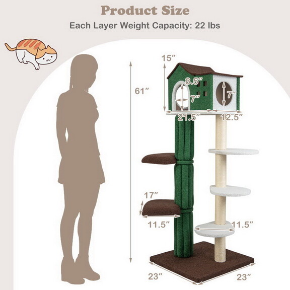 Costway 19345286 Multi level Cat Tree with Condo a...