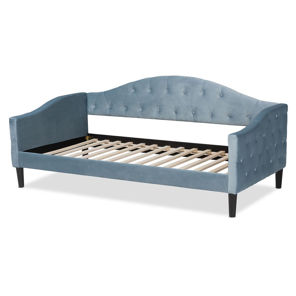 Benjamin Modern Contemporary Light Blue Velvet Upholstered Wood Daybed