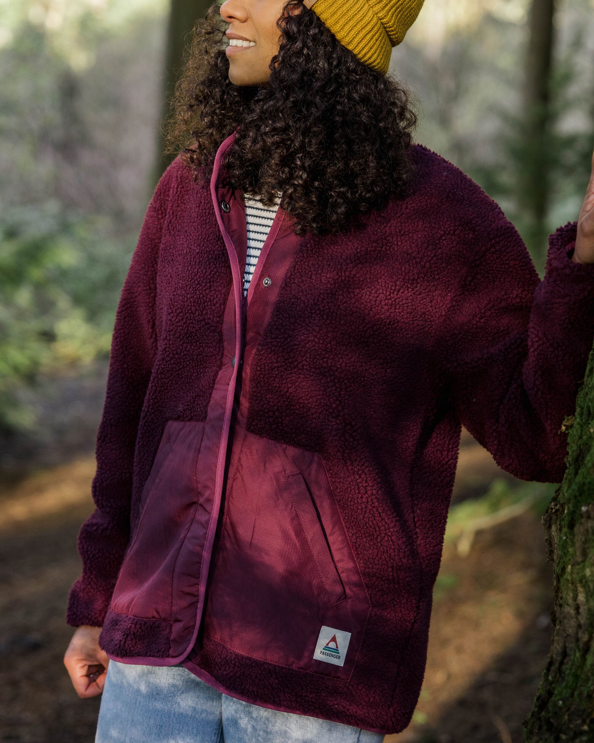 Clover Recycled Deep-Pile Sherpa Fleece - Wine