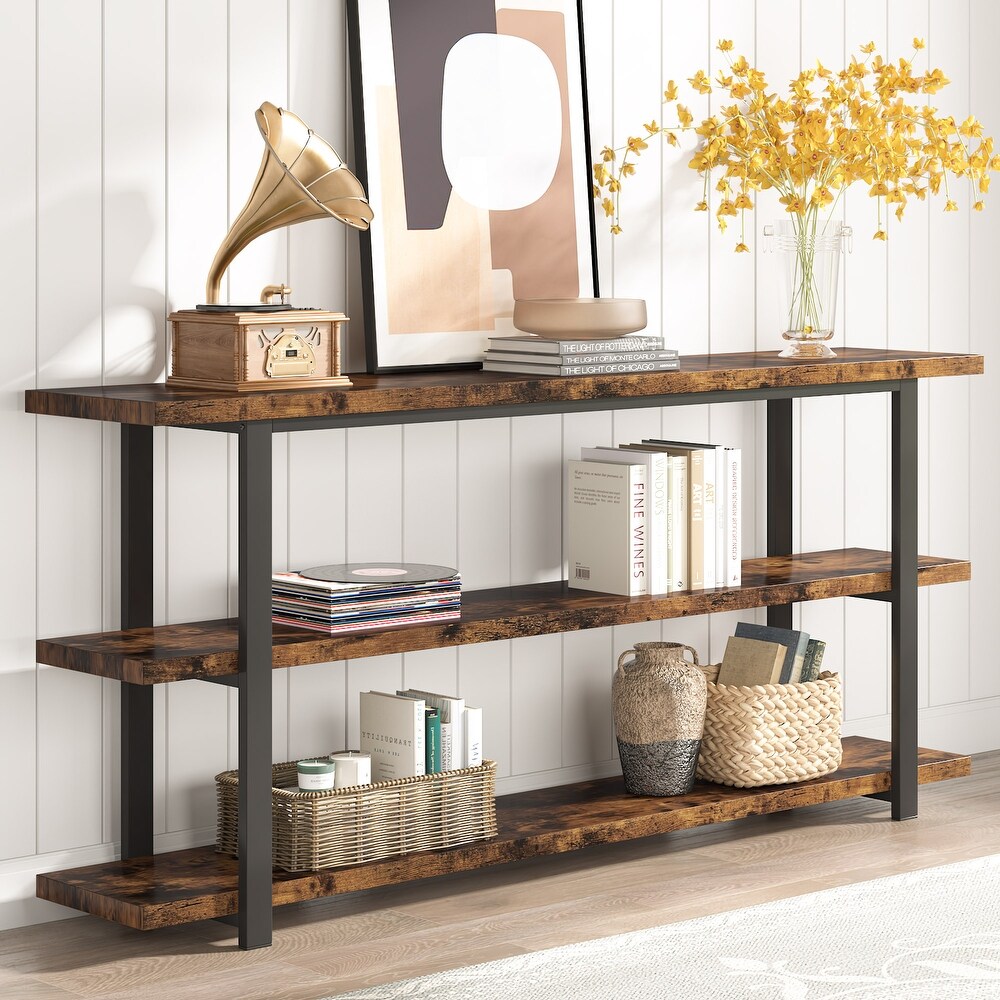 VANOMi 70.86''Wx11.81''Dx35.4''H 3 Tier Rustic Brown Console Tabel  Shelving Unit