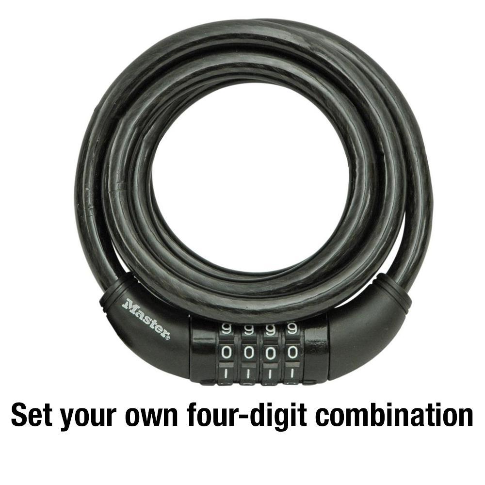 8370D 5 Ft. Braided Steel Cable With Vinyl Coating Set Your Own Combination Bike Lock