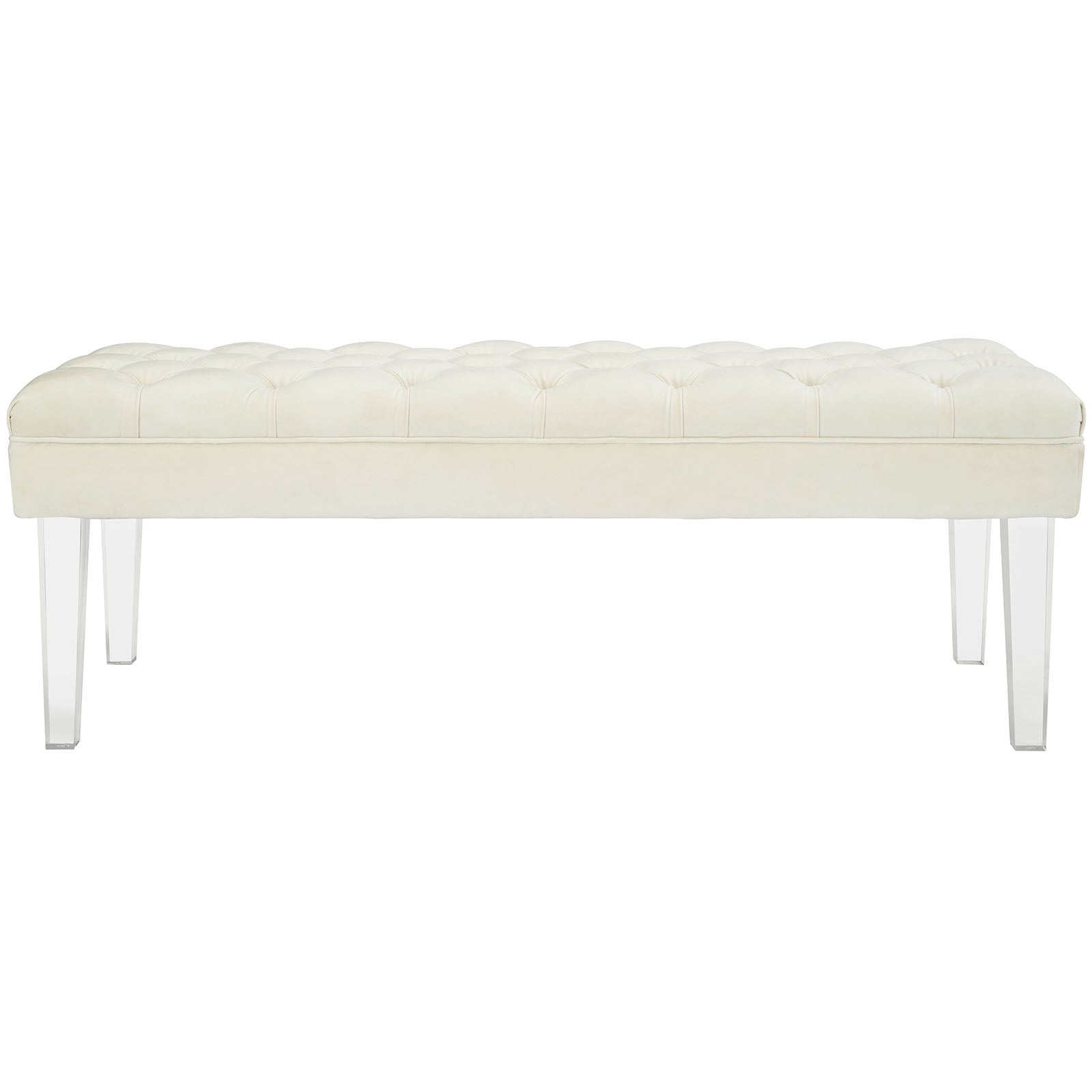 Modern Contemporary Urban Design Bedroom Living Room Bench, White Ivory, Fabric Velvet