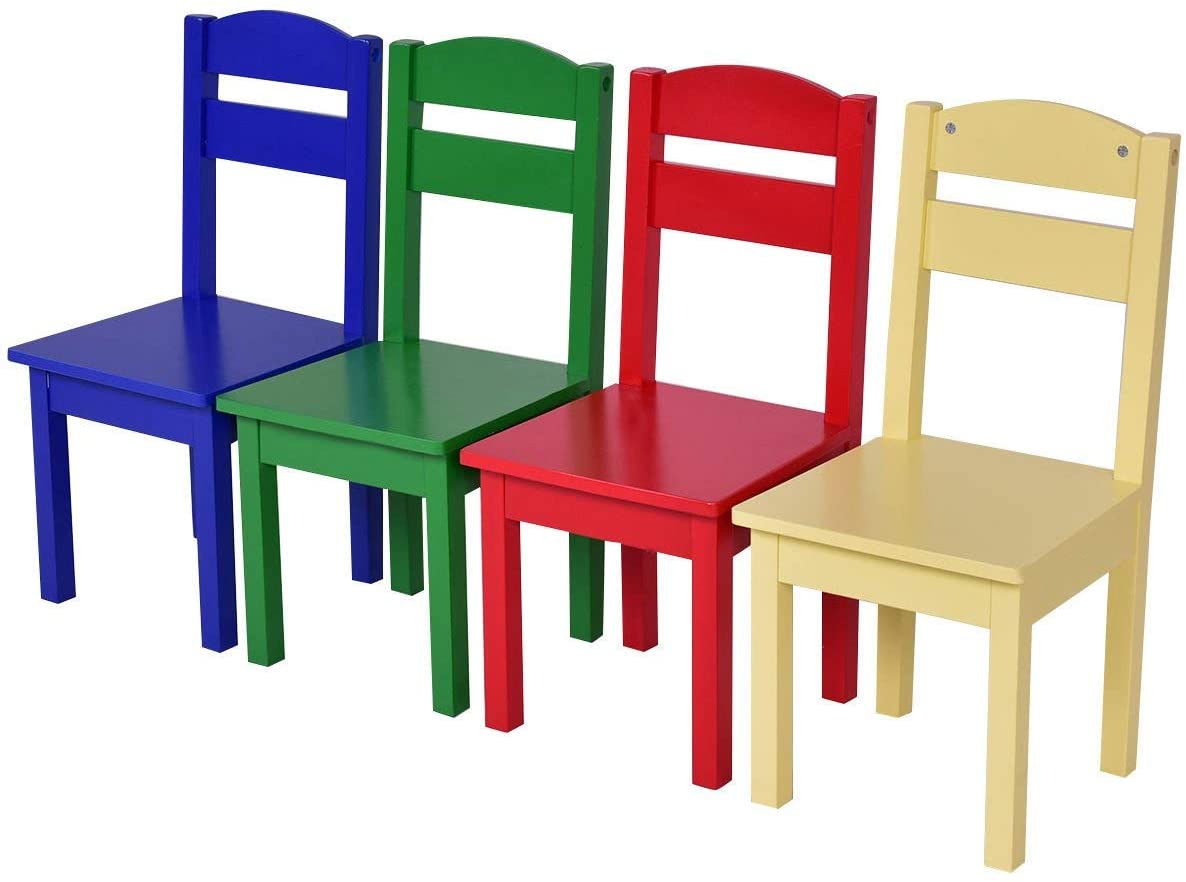 Kids Table and Chair Set, 5 Piece Wood Activity Table & Chairs for Children Arts Crafts