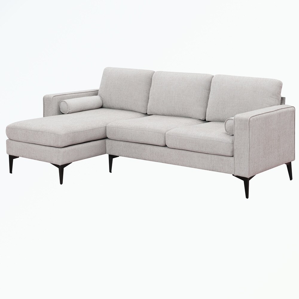 Fabric Sectional Sofa with Reversible Chaise  2 Pillows