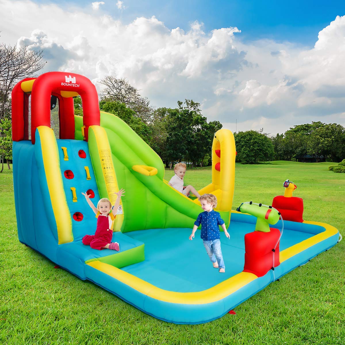 Costzon Inflatable Water Slide, 7-in-1 Giant Water Slide Bouncer Park with Blower