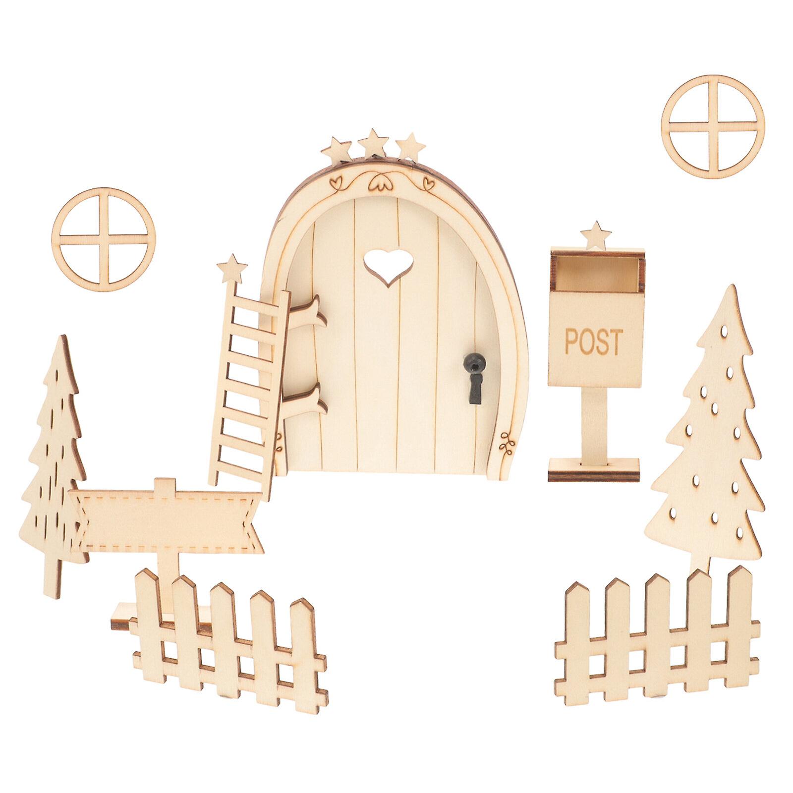 1 Set Christmas Miniature Fairy Door Ornament Kit Mini Doll House Ornament Dolls Scene Layout Prop