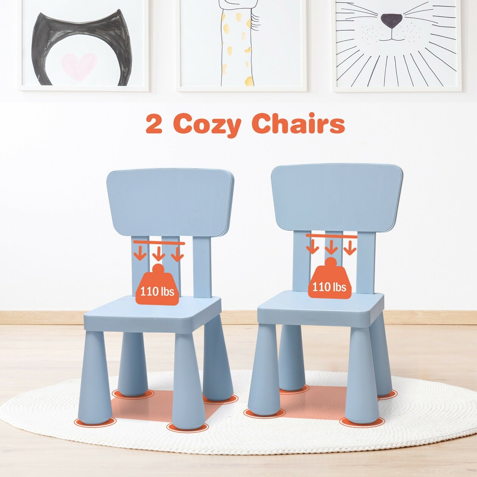 Costzon Kids Table and Chair Set, 3-Piece Set Toddler Furniture for Reading, Drawing