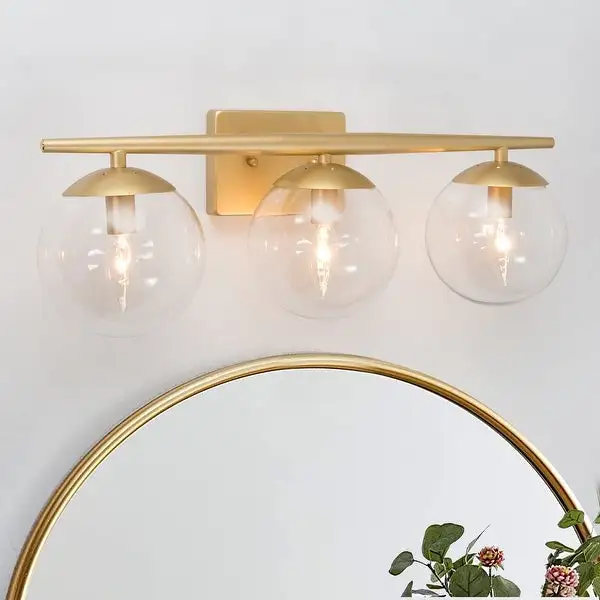 Modern Gold 4/ 3-light Bathroom Vanity Lights Glass Globe Wall Sconces