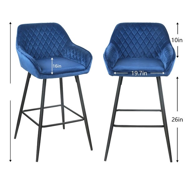 Bar Stools Set of 2 Dining Bar Chairs with Metal Frame and Footrest for Breakfast Bar， Counter， Kitchen and Home