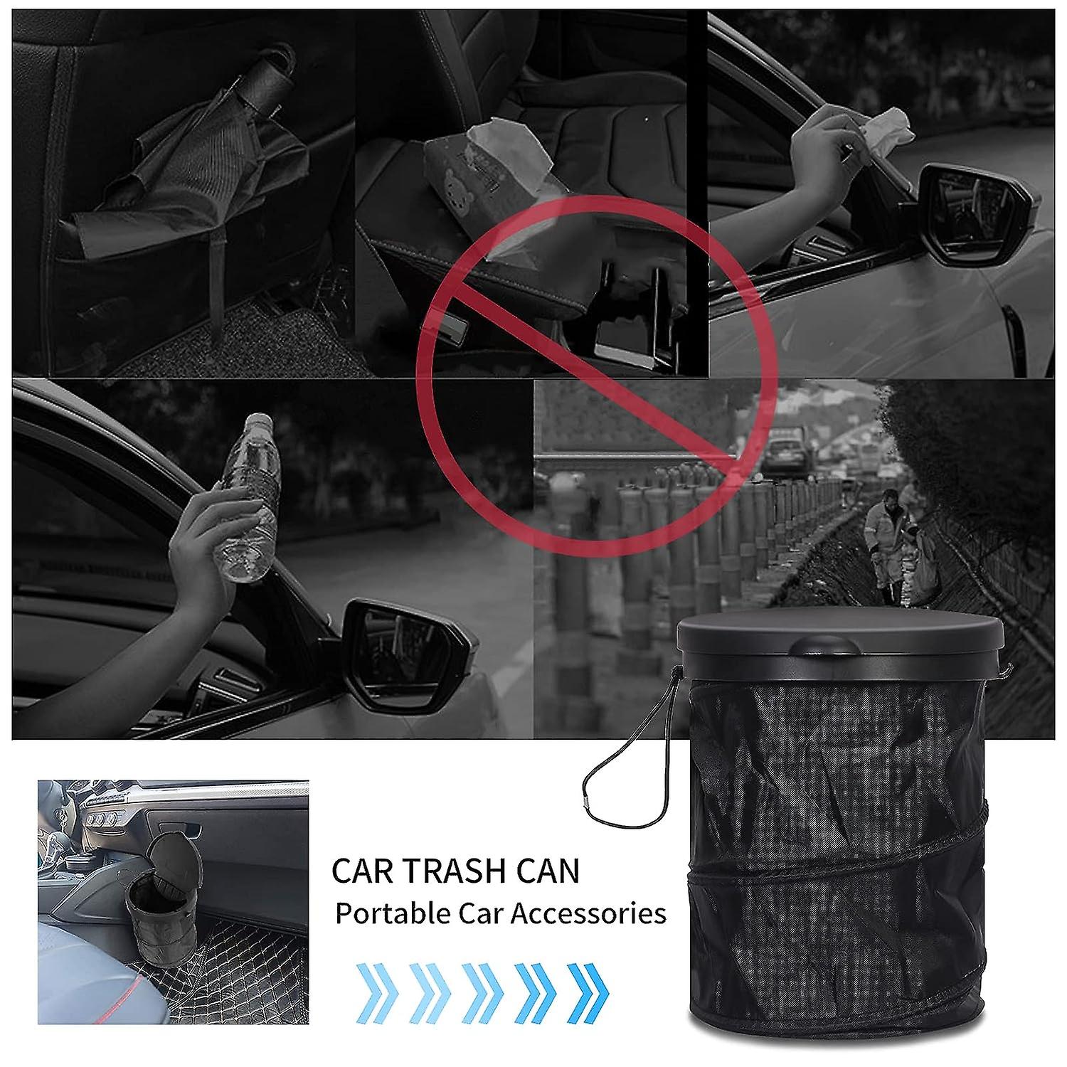 Car Trash Can， Collapsible Pop Up Car Garbage Can With Lid， Portable Waterproof Car Trash Bin Storage Bag Multifunctional Organizer Trash Can Bin With