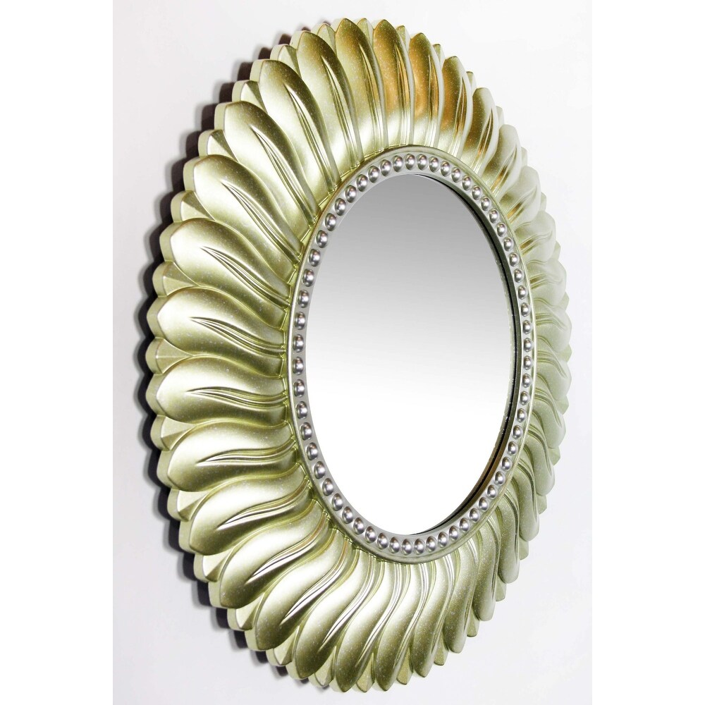 Marseille 22 inch Decorative Round Traditional Wall Mirror   Gold   21.5 x 2 x 21.5