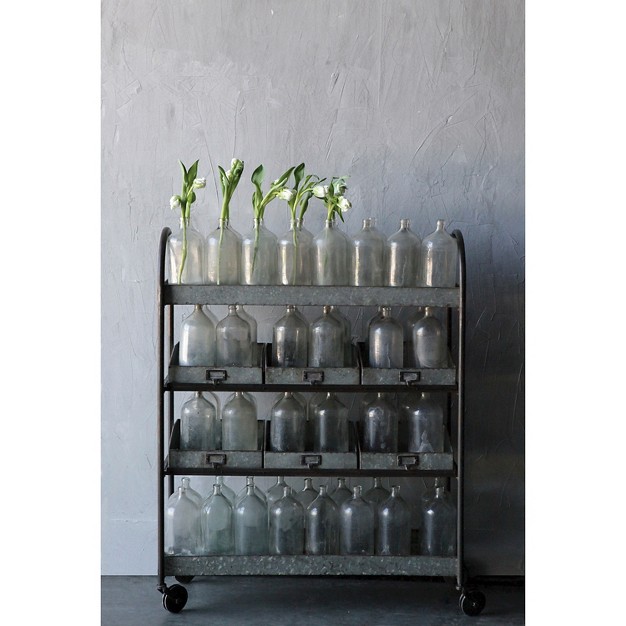 Metal 4 tier Cart With 6 Bins On Casters Storied Home