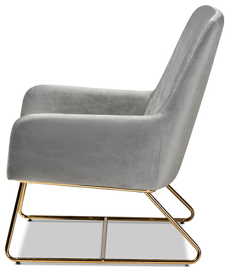 Sennet Glam and Luxe Gray Velvet Fabric Upholstered Gold Finished Armchair   Contemporary   Armchairs And Accent Chairs   by GwG Outlet  Houzz