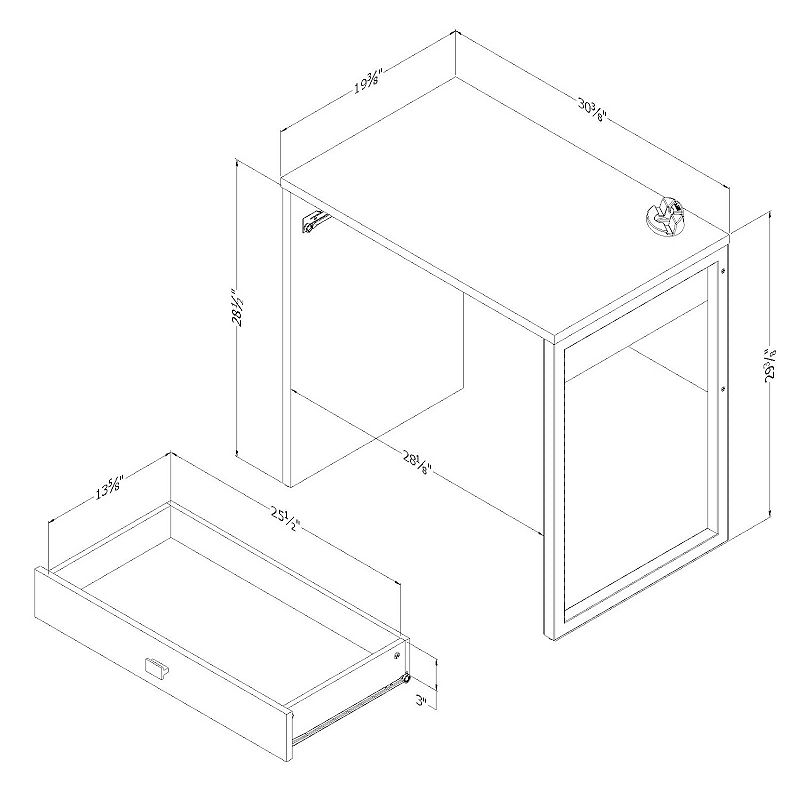 South Shore Interface Desk with 1 Drawer