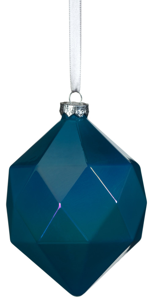 6 Piece Set Blue Luster Faceted Glass Hanging Ornaments   Christmas Ornaments   by Zodax  Houzz