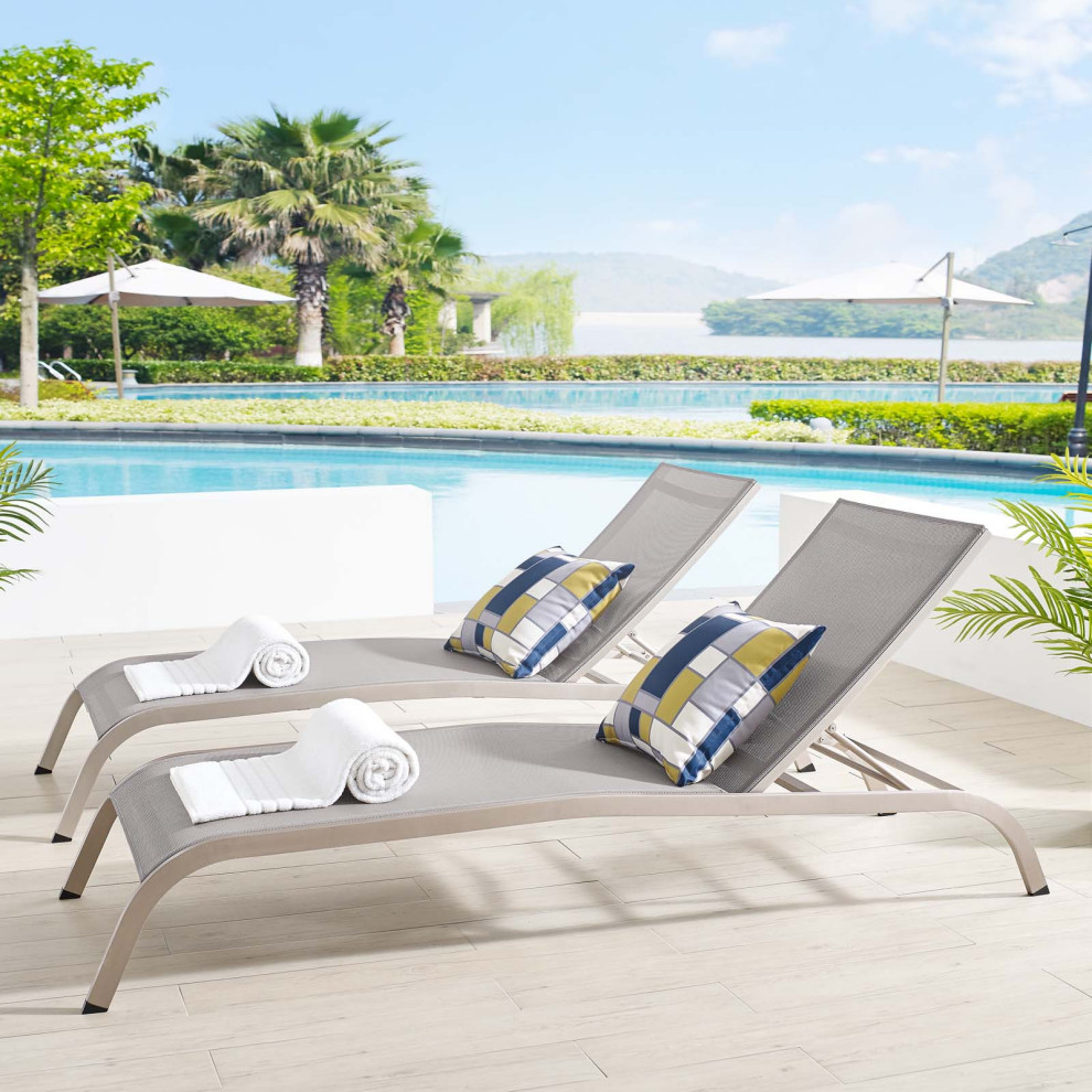 Lounge Chair Chaise  Set of 2  Aluminum  Metal  Black  Modern  Outdoor Patio   Contemporary   Outdoor Chaise Lounges   by House Bound  Houzz