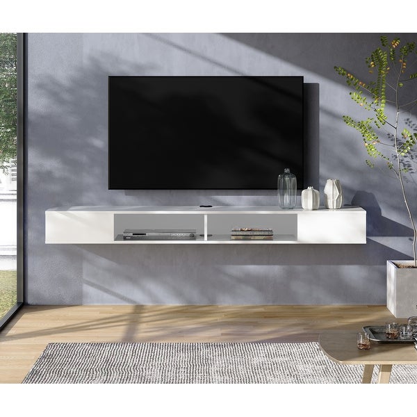 Floating 70 inch TV Stand with LED Lights with Storage