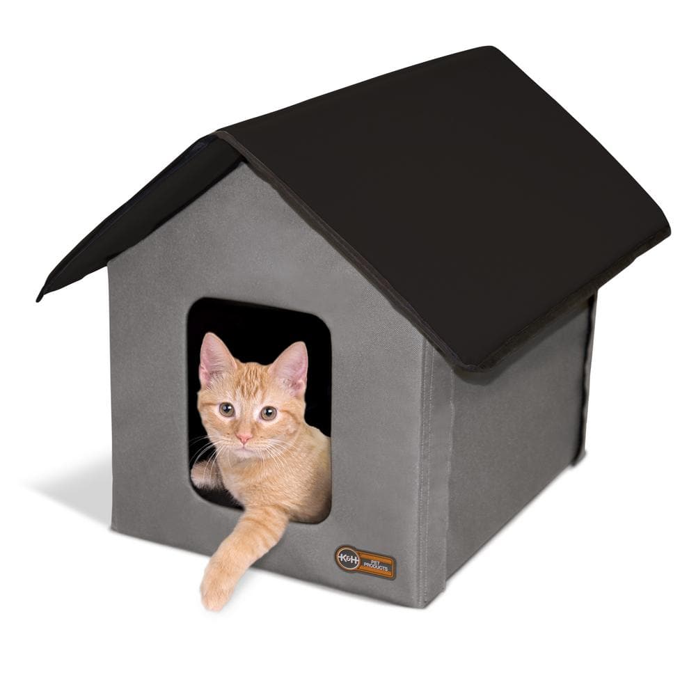 K and H Pet Products Gray/Black Outdoor Kitty House (Unheated) - 18 in. x 22 in. x 17 in. 100213101