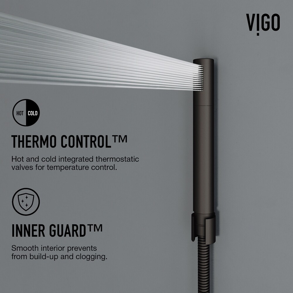 Vigo VG08021 Sutton thermostatic shower panel with shower head  hand